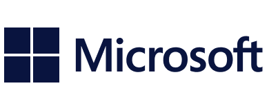 Microsoft logo featuring four blue squares arranged in a grid forming a window shape, with the word “Microsoft” in dark blue text to the right. The background is light gray.