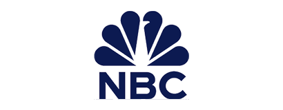 The image shows the NBC logo, featuring a stylized blue peacock with six feathers above the bold blue letters NBC on a light background.