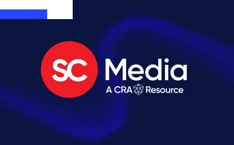 SC Media logo with a red circle containing white SC, next to the text Media, A CRA Resource and Radiant Logic News on a dark blue background with blue dot patterns.