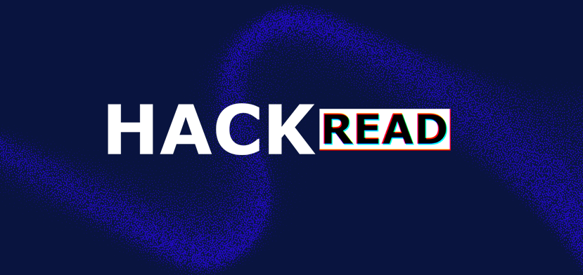 The word HACKREAD on a dark blue background, with READ in bold black letters inside a white box, and a subtle blue and purple wave pattern behind the text.